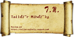 Tallér Mihály névjegykártya
