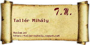 Tallér Mihály névjegykártya